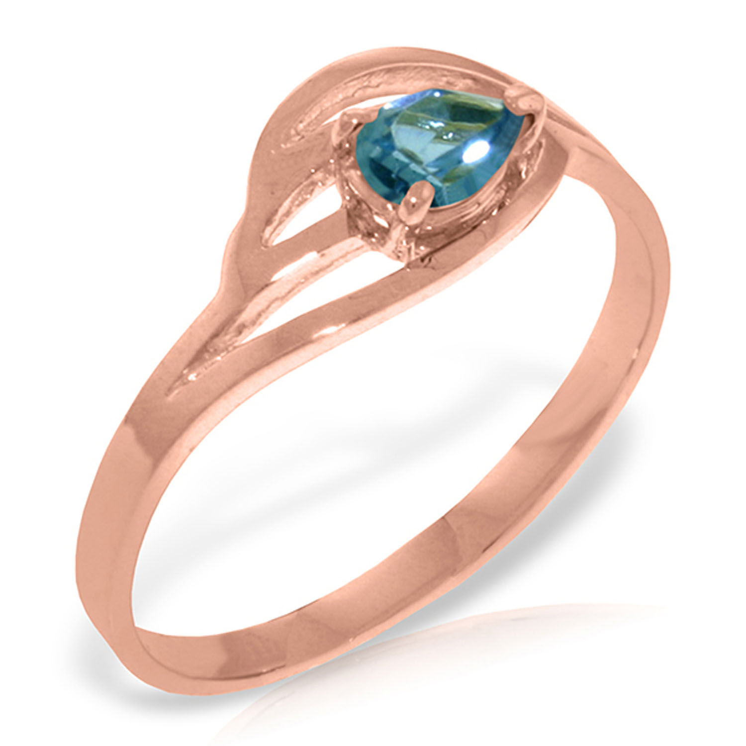 14k Solid Gold Ring With Natural Blue Topaz Rose Gold 1338$